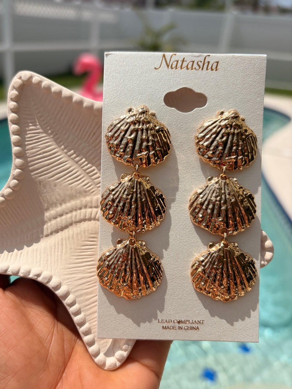 Gold Shell Drop Earrings